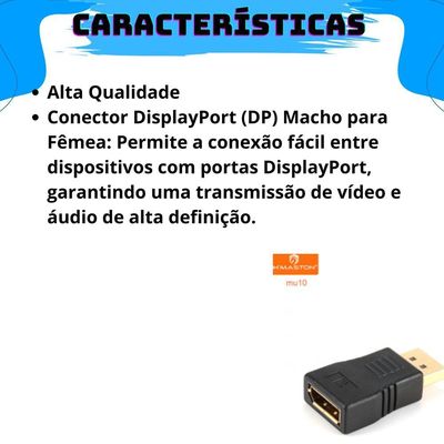 Adaptador Display Port Para Monitor Projetor Com Conectividade Universal Plug-and-play