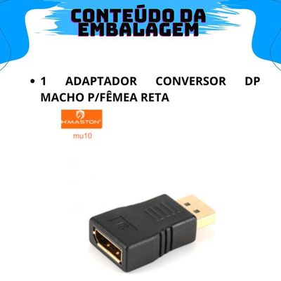 Adaptador Display Port Para Monitor Projetor Com Conectividade Universal Plug-and-play
