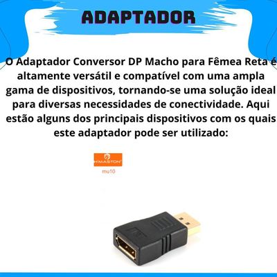 Adaptador Display Port Para Monitor Projetor Com Conectividade Universal Plug-and-play