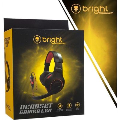 Headset Gamer Bright Com Led Vermelho 0468 Super Bass