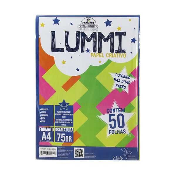 Papel Lummi Romitec A4 Colors 75g com 50 Folhas e Livro de Atividades