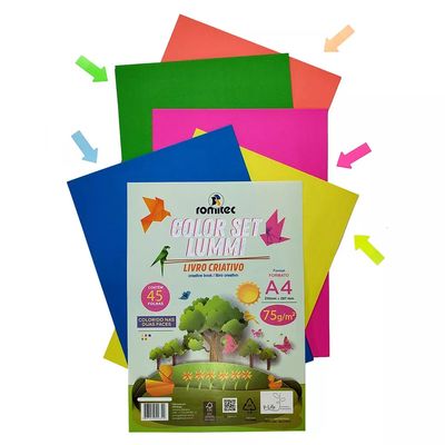 Papel Lummi Romitec A4 Colors 75g com 50 Folhas e Livro de Atividades