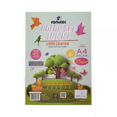 Papel Lummi Romitec A4 Colors 75g com 50 Folhas e Livro de Atividades