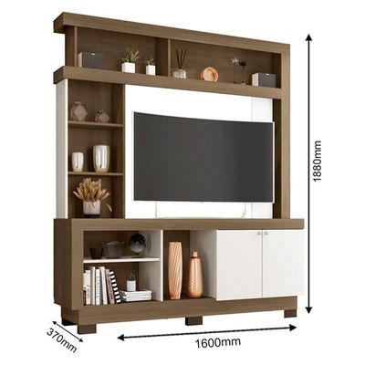 Estante Home Theater Mali Carvalho Oak Off White - Móveis Leão