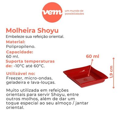 Molheira Shoyu Quadrada 60ml Branca Em Polipropileno Linha Tropical Vem