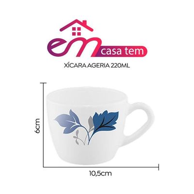 Kit 2 Xícaras De Chá Vidro Ageria Decorado Em Casa Tem 220ml