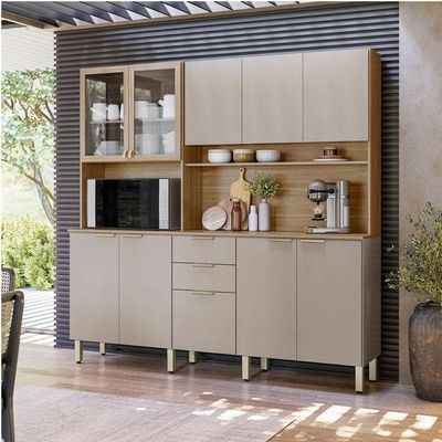 Kit Para Cozinha Compacta Amora Amêndola Nude Prime Tx - Demóbile