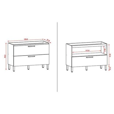 Balcão De Pia Ametista 1 Porta Basculante 1 Gaveta 120 Cm Freijó Supremo Ripado - Kits Paraná