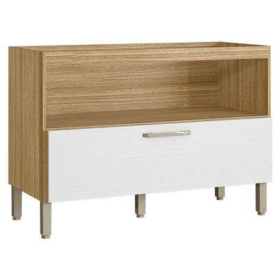 Balcão De Pia Ametista 1 Porta Basculante 1 Gaveta 120 Cm Freijó Supremo Ripado - Kits Paraná