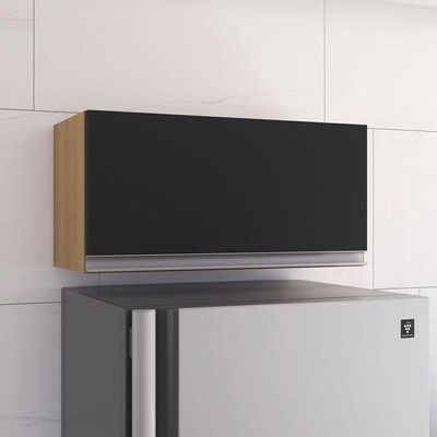 Armário Aéreo Para Cozinha Andréia 1 Porta Amendoa Preto - Ajl
