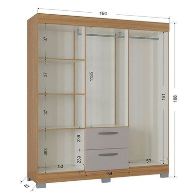 Cômoda 867 4 Gavetas E Guarda Roupa Casal Tóquio 6 Portas Damasco Off White - Poquema