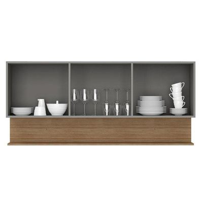 Armário Aéreo Line 3 Portas 150 Cm Gris Freijó - Kits Paraná