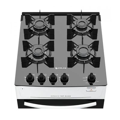 Fogão 4 Bocas Atlas Mônaco Top Glass Acendimento Automático Branco