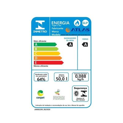 Fogão 4 Bocas Atlas Mônaco Top Glass Acendimento Automático Branco