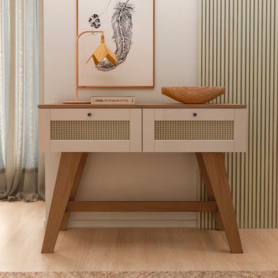 Aparador Artely Trama com 2 gavetas 110cm de largura Cinamomo/Off White