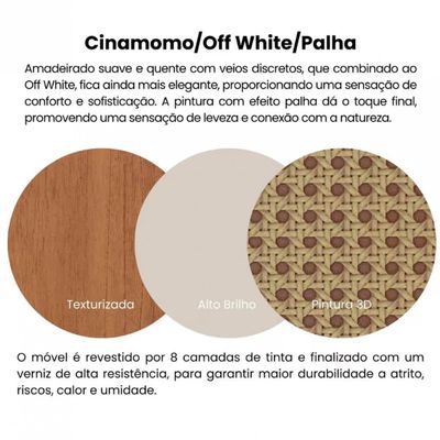 Aparador Artely Trama com 2 gavetas 110cm de largura Cinamomo/Off White
