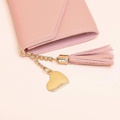 Carteira Feminina Pequena Rosa Claro Porta Cartões Docs Pu