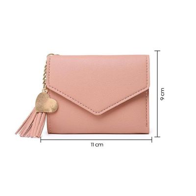 Carteira Feminina Pequena Rosa Claro Porta Cartões Docs Pu