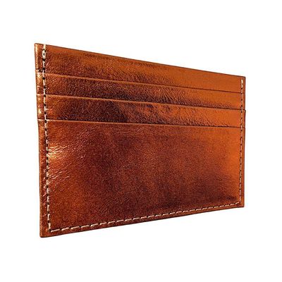 Porta Cartão Slim Em Couro Bronze