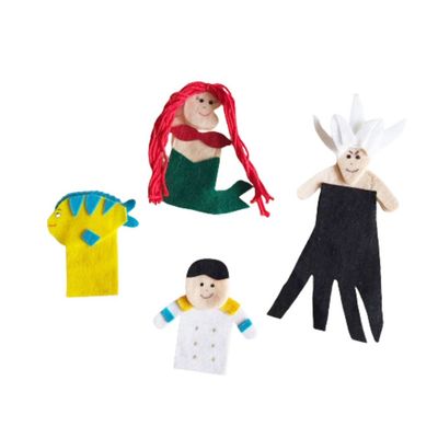 Dedoches de Feltro Sereia  4 Personagens Kits e Gifts