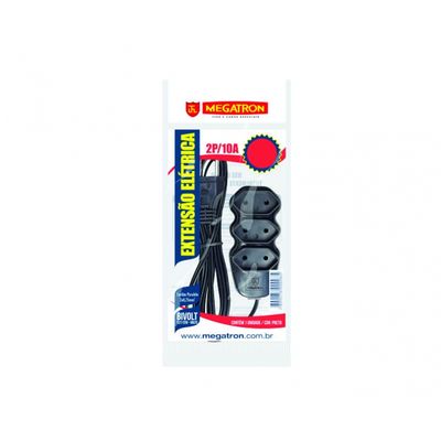 Extensao Megatron Par Bipolar Biv 03M 2X0,75Mm Preto