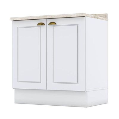 Balcão 2 Portas 80 Cm Americana Branco Com Tampo Calcare - Henn