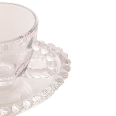 Conjunto com 4 Xícaras e Pires para Café Wolff Pearl Coração em Cristal - 85 ml Cristal
