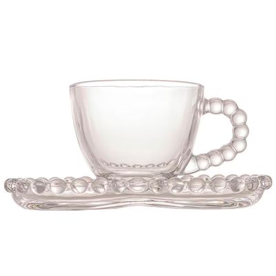 Conjunto com 4 Xícaras e Pires para Café Wolff Pearl Coração em Cristal - 85 ml Cristal