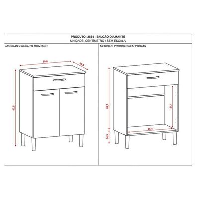 Balcão Multiuso Diamante Branco Supremo - Kits Paraná
