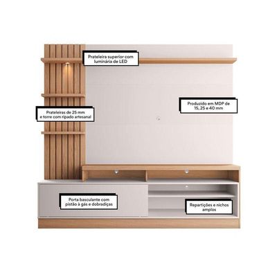Estante Home Theater Maceió Freijó Off White - Colibri