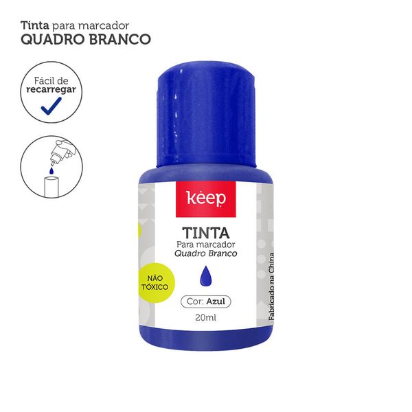 Tinta Reabastecedora p/ Marcador Quadro Branco 20ml Azul Caixa c/ 12un Keep - MR039 MR039