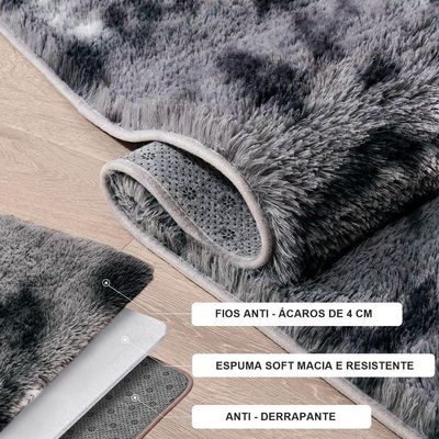 Jogo Kit Tapete Cozinha Anti Derrapante 3 Uni Mesclado Cinza