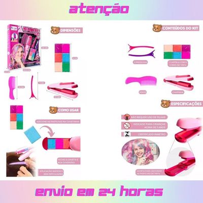 Brinquedo Menina Mechas De Cabelo Colorida Máquina Para Pintar Cabelo