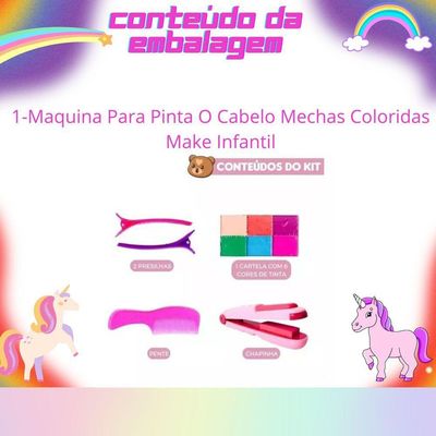Brinquedo Menina Mechas De Cabelo Colorida Máquina Para Pintar Cabelo