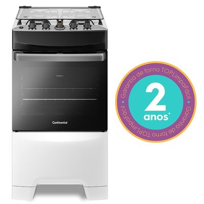 Fogão 4 Bocas Continental Branco Automático com TOPLimpaFácil (FC4IB) Premium Bivolt