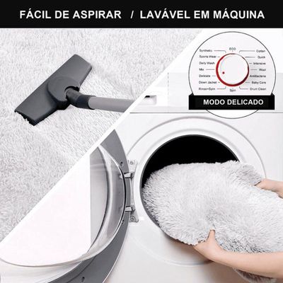 Tapete Sala Felpudo Peludo Branco Redondo 100 Cm
