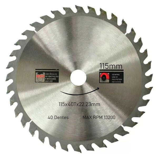 "Disco De Serra Circular Com 40 Dentes 4-1-2"" 115mm Para Madeira"
