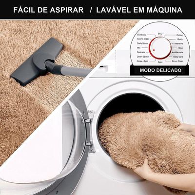 Kit Tapete Banheiro Felpudo Peludo Bege 40 X 60 Cm