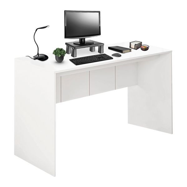 Combo Office - Mesa para Computador 136cm Branco Fosco e Cadeira De Escritório Executive Cromada Giratória Multilaser - EI075K EI075K