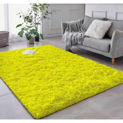 Tapete Sala Felpudo Peludo Amarelo 100 X 120 Cm