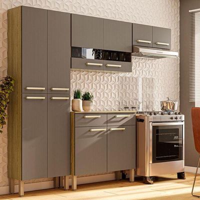 Kit Cozinha Nala 4 Peças Freijó Gris - Kits Paraná