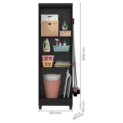 Armário Multiuso 2 Portas Linus 879 Preto Fosco - Qmovi