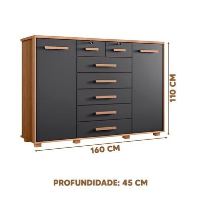 Cômoda 7 Gavetas 2 Portas Nature Titanium Fontez Shop Jm