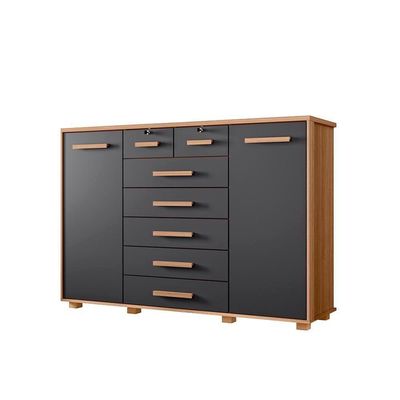 Cômoda 7 Gavetas 2 Portas Nature Titanium Fontez Shop Jm