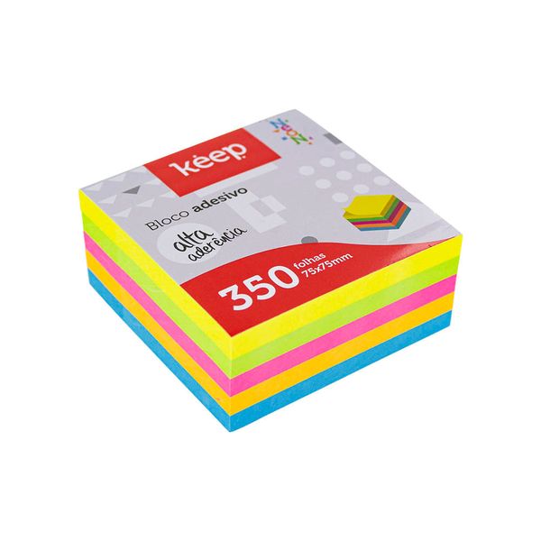 Bloco Adesivo Cubo 75x75mm 5 Cores Neon 350FL Keep - EI016 EI016 Bloco Adesivo Cubo 75x75mm 5 Cores Neon 350FL Keep - EI016 EI016