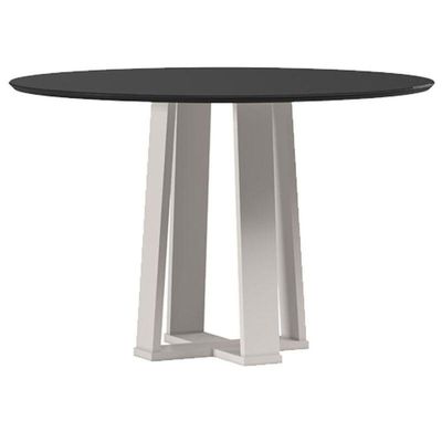 Mesa De Jantar 120 Cm Isabela Com Vidro Off White Preto - New Ceval