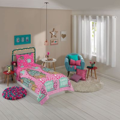 Jogo de Cama Solteiro 2 Peças Poliéster Barbie Lepper
