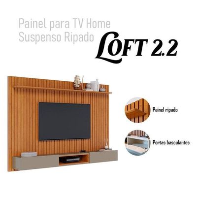 Painel Para Tv Home Suspenso Ripado Loft 2.2 Nature Gianduia - Imcal