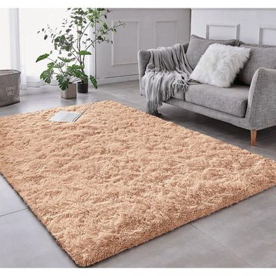 Tapete Sala Felpudo Peludo Bege 200 X 200 Cm