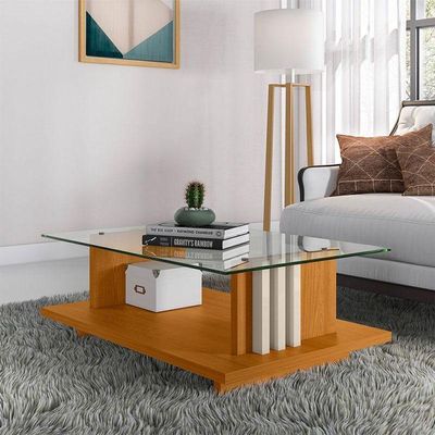 Rack Bancada Artur Com Mesa De Centro Frizz Cinamomo Off White - Madetec